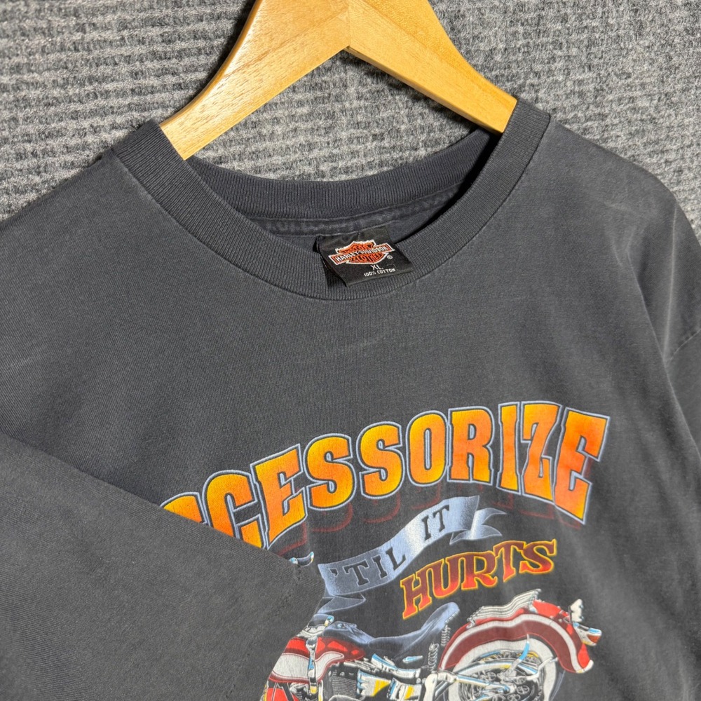 Vintage 1992 Harley Davidson Accessorize Til It Hurts T-Shirt XL Tulsa - Picture 5 of 7